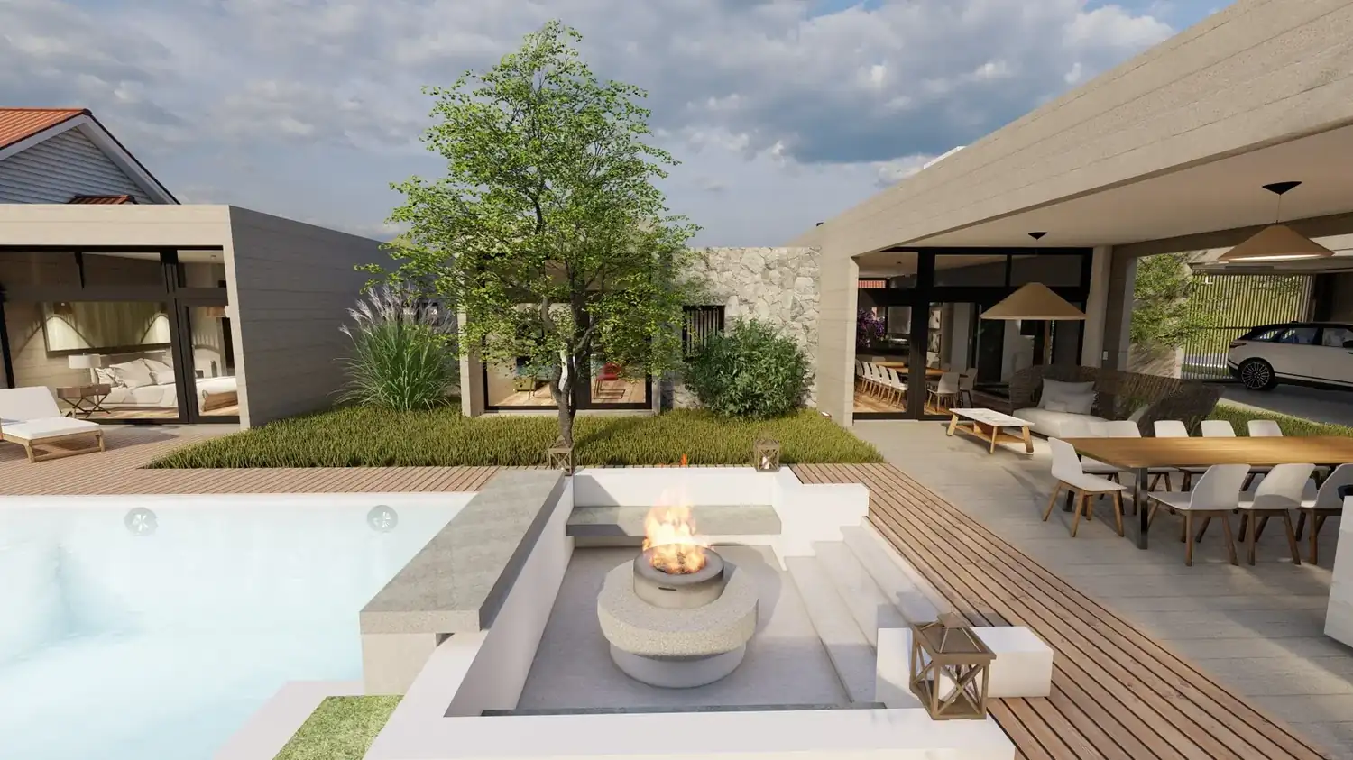 Bela Vista · patio central y piscina