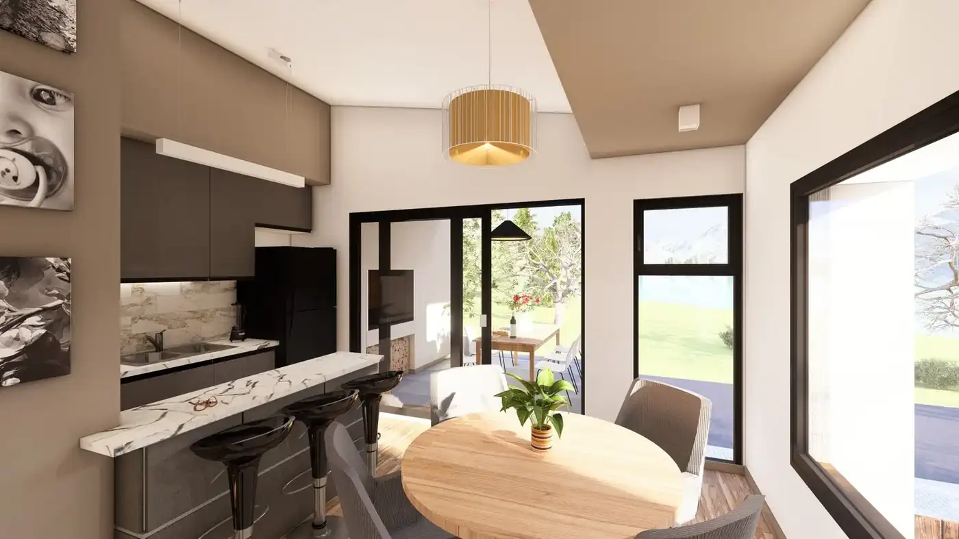 Apart Villa Náutica · interior cocina comedor