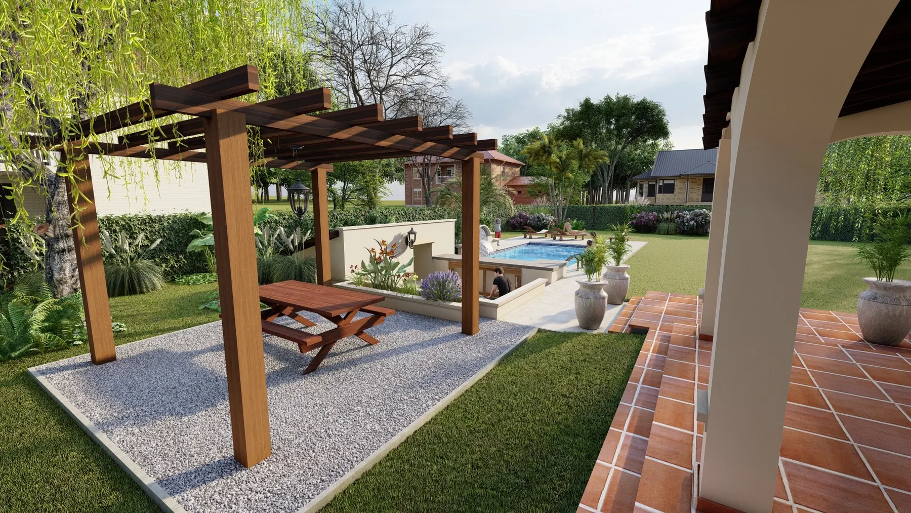 Vivienda 7 Soles · pérgola y pileta