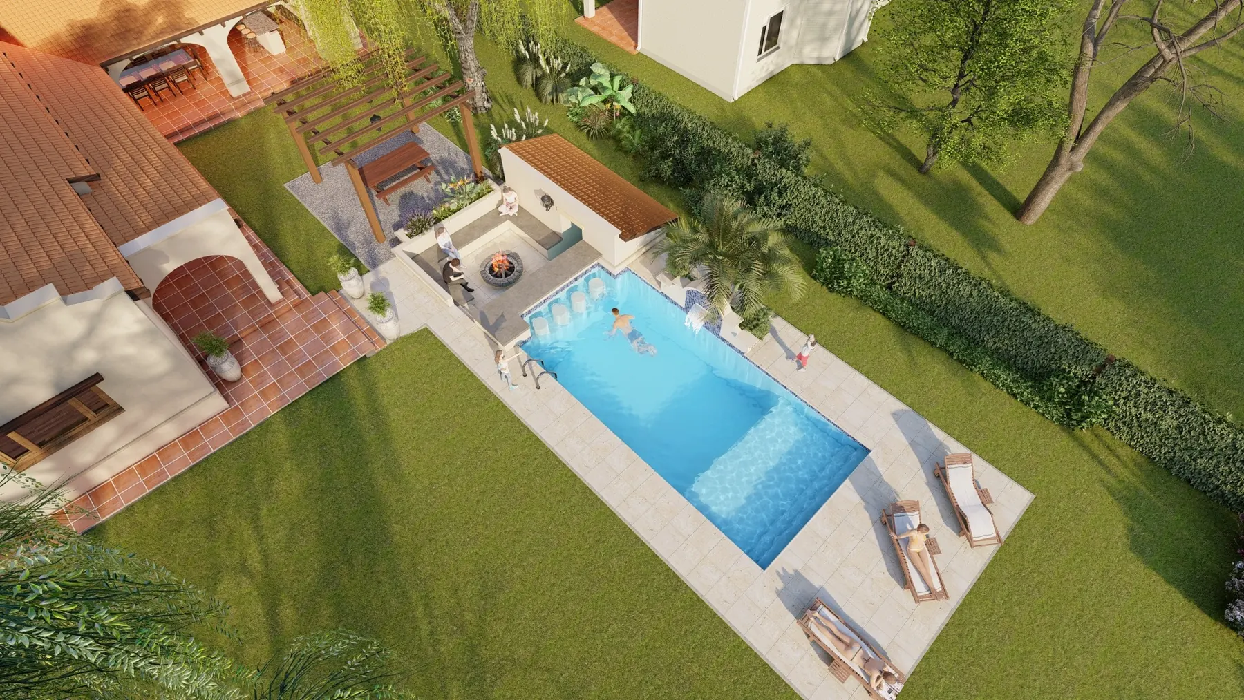 Vivienda 7 Soles · vista aérea de piscina